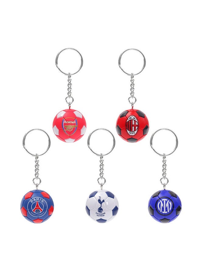 ACLIX 5Pcs Mix 3D Sports Football Souvenirs PU Leather Keyring Men Soccer Fans Keychain Pendant - Image 1