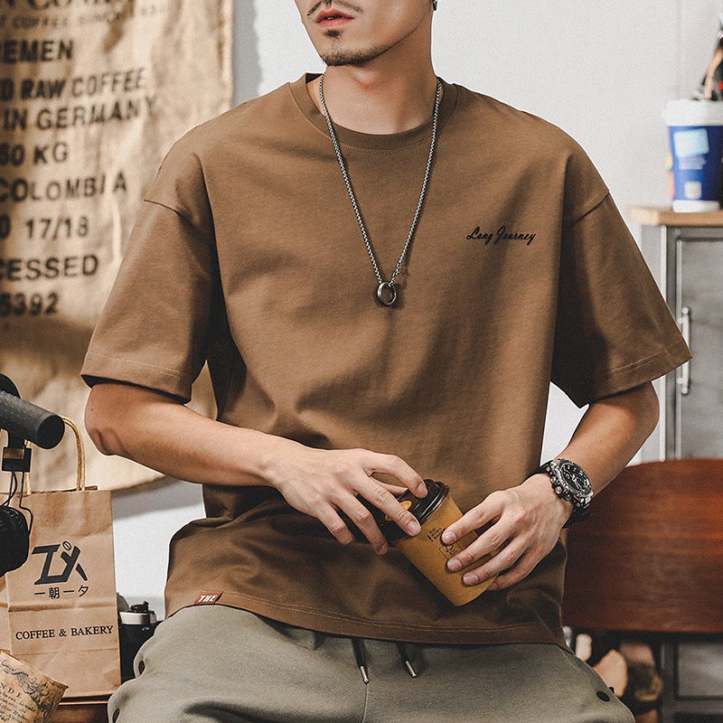 American 280G Heavyweight T-Shirt Men'S Short-Sleeved Pure Cotton Men'S Summer Trendy Brand Ins Loose Large Size Men'S Half-Sleeved T-Shirt - Image 2