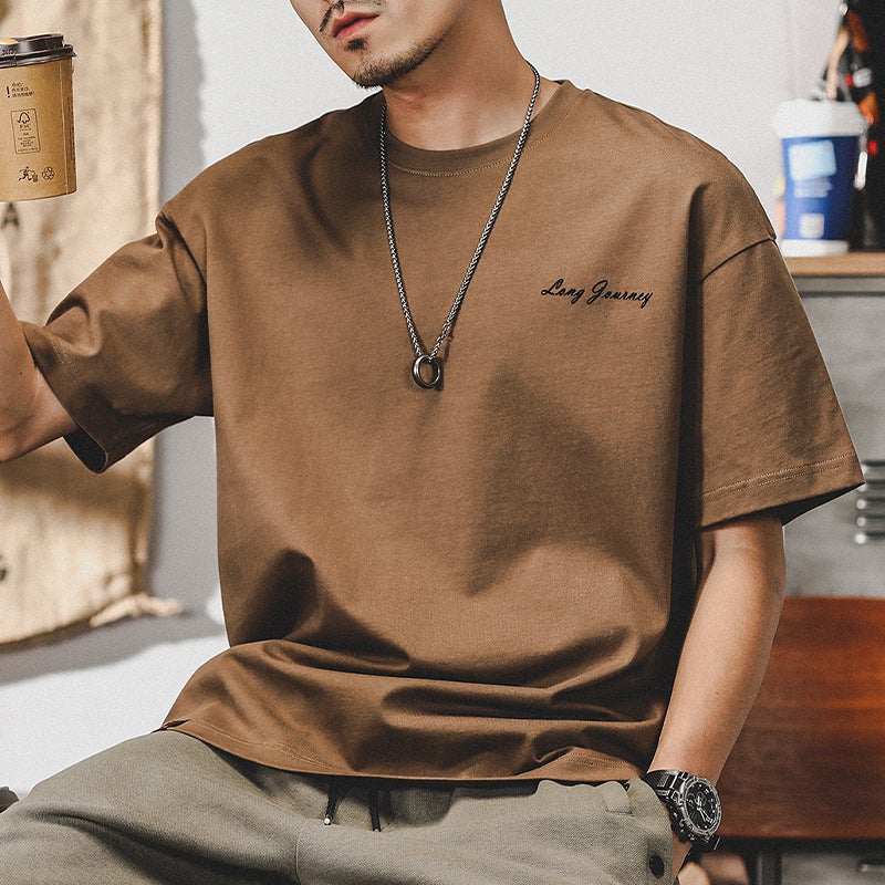 American 280G Heavyweight T-Shirt Men'S Short-Sleeved Pure Cotton Men'S Summer Trendy Brand Ins Loose Large Size Men'S Half-Sleeved T-Shirt - Image 3
