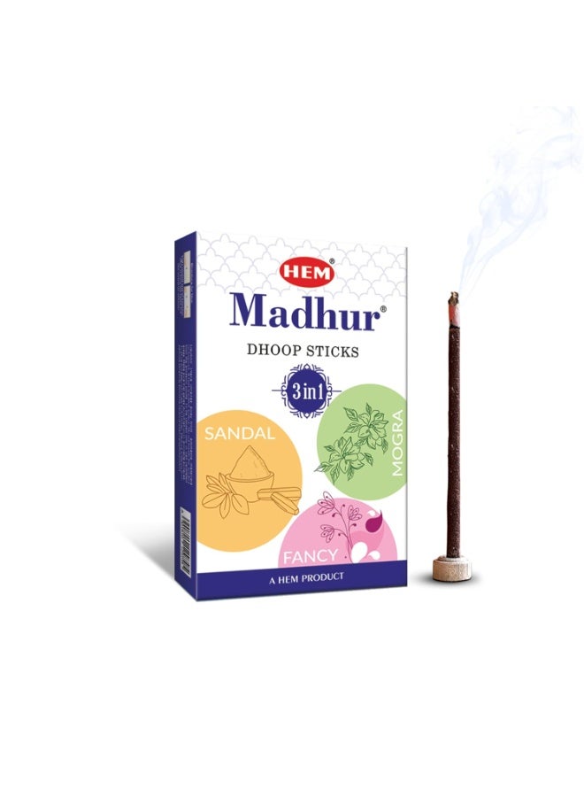 هيم أعواد دووب هيم مادور 3 في 1 بدون بامبو | خالية من الفحم | برائحة الصندل والمغارا والعطور الفاخرة | حوالي 32 عودًا | رائحة تدوم طويلًا | طقوس مقدسة، تأمل، استرخاء | حرق لمدة 35-40 دقيقة | 100 غرام - Image 1