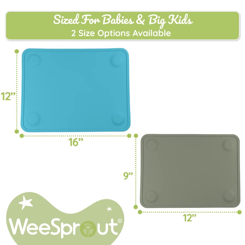 WeeSprout Silicone Suction Placemats for Babies, Toddlers & Kids, Durable Food Grade Silicone with Non-Slip Suction, Raised Edges Contain Mess, Dishwasher Safe, for Dining Table & Restaurants, 2 Pack - Image 3