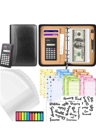 Budget Binder with Zipper Envelopes, Cash Envelopes for Budgeting, A6 PU Leather Budget Planner with Cash Envelopes Calculator, Bill Money Organizer for Cash Saving Budget System Wallet (Black) - pzsku/Z11B20A09430B5D020410Z/45/_/1698653595/af22894d-68cb-4361-ba52-a693acefa706