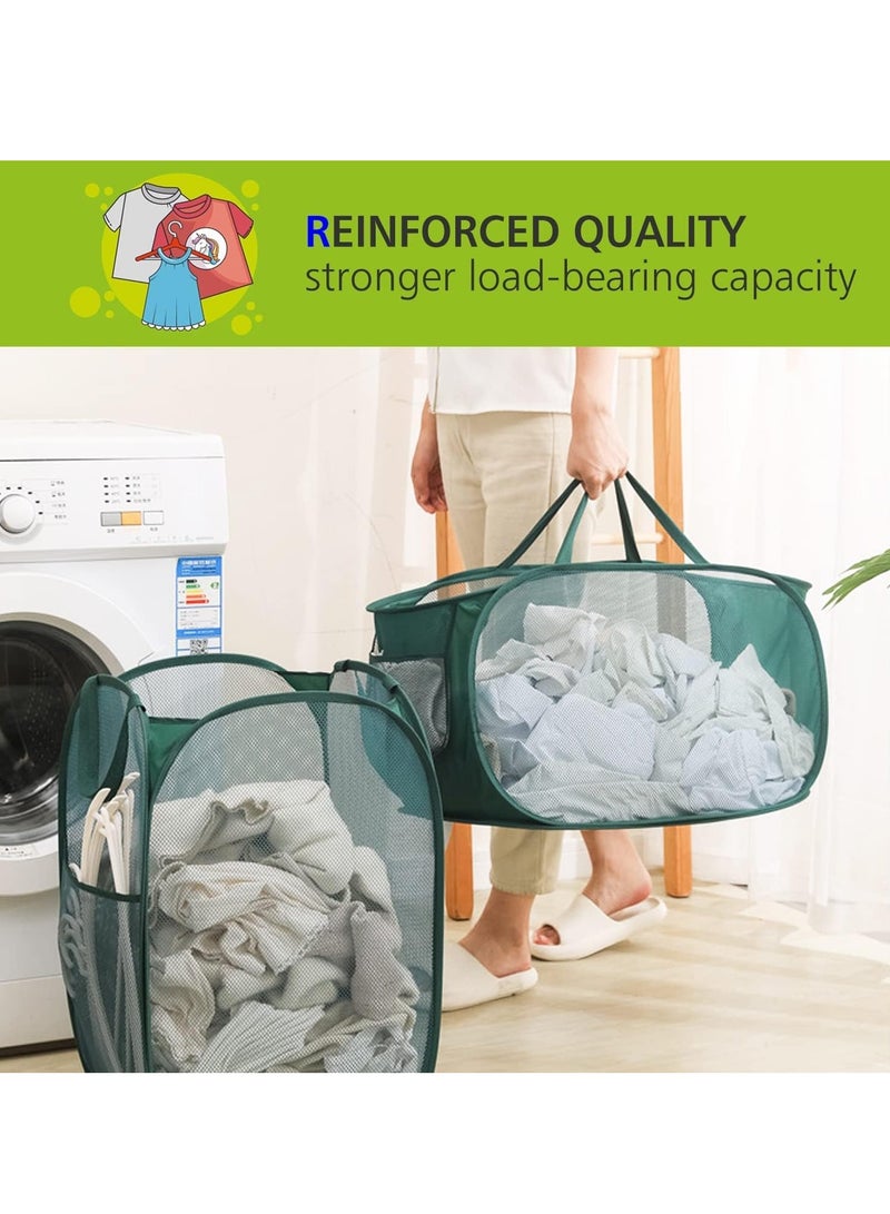 راكسوم سلة غسيل شبكية قابلة للطي، سلة غسيل قابلة للطي، حقيبة سلة غسيل شبكية متينة، سلة قابلة للطي مع جيب جانبي لغرفة الغسيل أو الحمام أو غرفة الأطفال أو السكن الجامعي أو السفر - Image 4