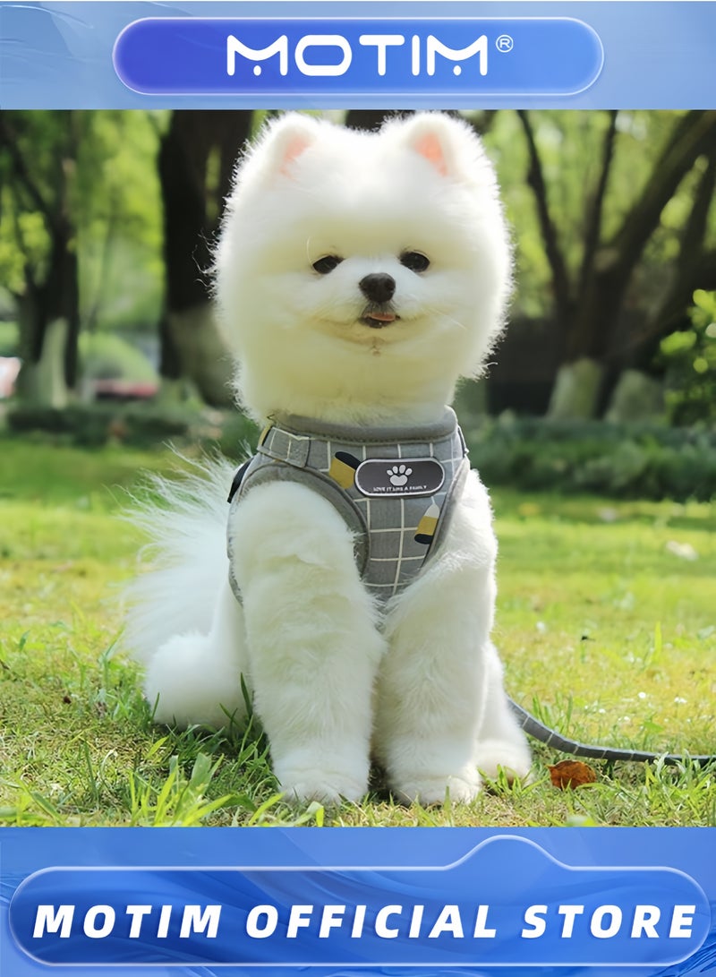 Motim No Pull Small Dog Harness and Leash Set Adjustable Reflective Step-in Chihuahua Vest Harnesses Mesh Padded Plaid Escape Proof Walking Puppy Jacket for Boy Girl Pet Dogs Cats - Image 5