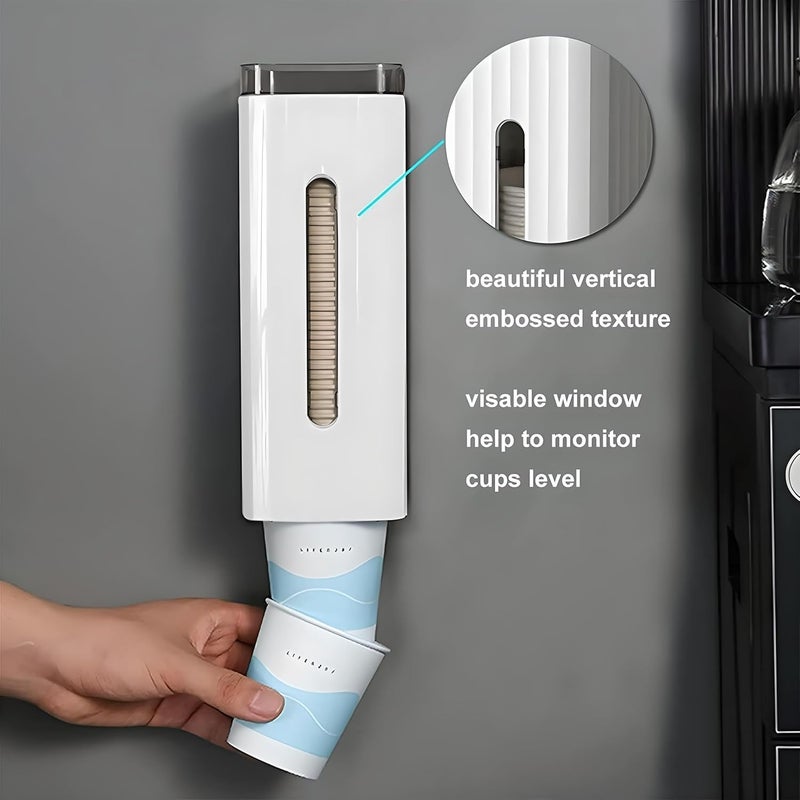 FITTO Cup Dispenser, Water Cooler Cup Holder Wall Mount Fit 5oz - 7oz Cups, Pull Type Disposable Cup Dispenser for Home Office - Image 3