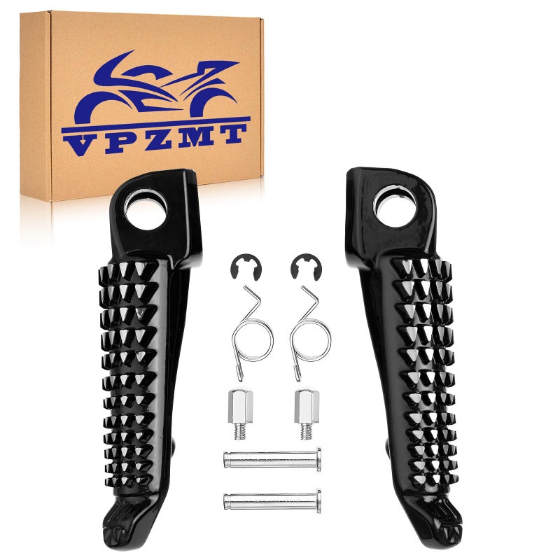 VPZMT Motorcycle Front Foot Pegs Fits for kawasaki ZX6R ZX10R 650R EX650 Z750 Z750S Z1000 ER6N ER6F ER6 Bright black