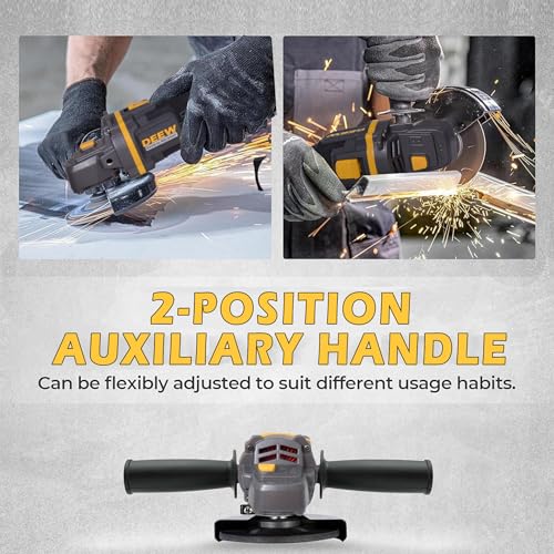 MECRAAF® Cordless 20V Angle Grinder | 2x 6.0Ah Batteries & Fast Charger | 8500RPM Brushless Motor Metal Grinder for Cutting Polishing with Auxiliary Handle - Image 5