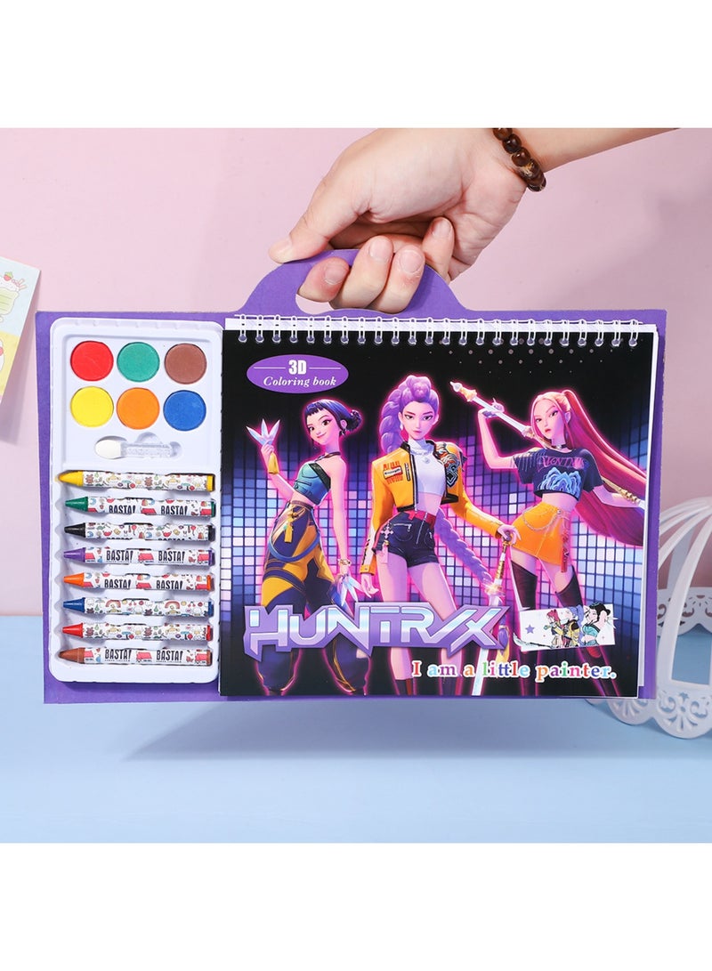 saykfoe Kpop Demon Hunters Pink Fashion Sketch Set, Includes Coloring Book, Coloring Pens, Kpop Demon Hunters Stencils, Great Girls Toys - Image 4