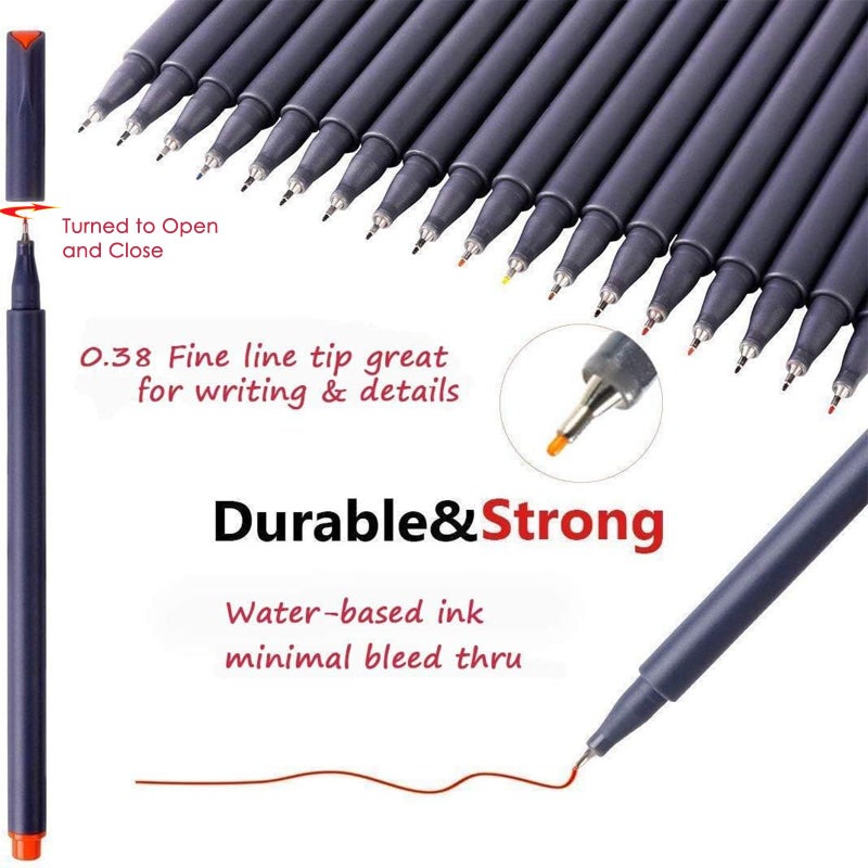 iBayam 0.38mm Black Ink Pens Fine Point Smooth Writing Pens for Adults, 18-Pack Journal Planner Black Pens Fine Tip, Suitable for Office Business - Image 3