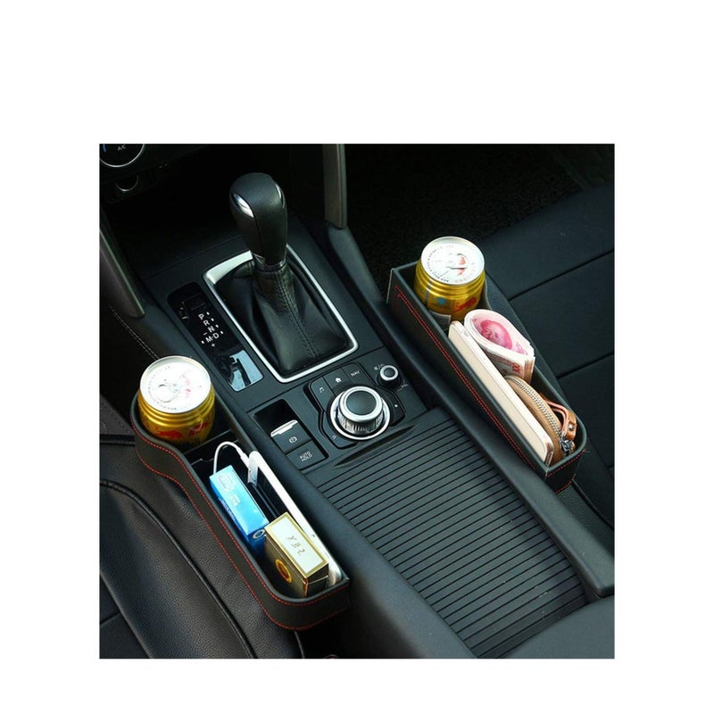 Zikra Car Seat Gap Filler Organizer Between Front seat car Organizer and Storage Box Auto Premium PU Leather Console with Cup Holder Car Pocket for Interior Essentials - Image 3