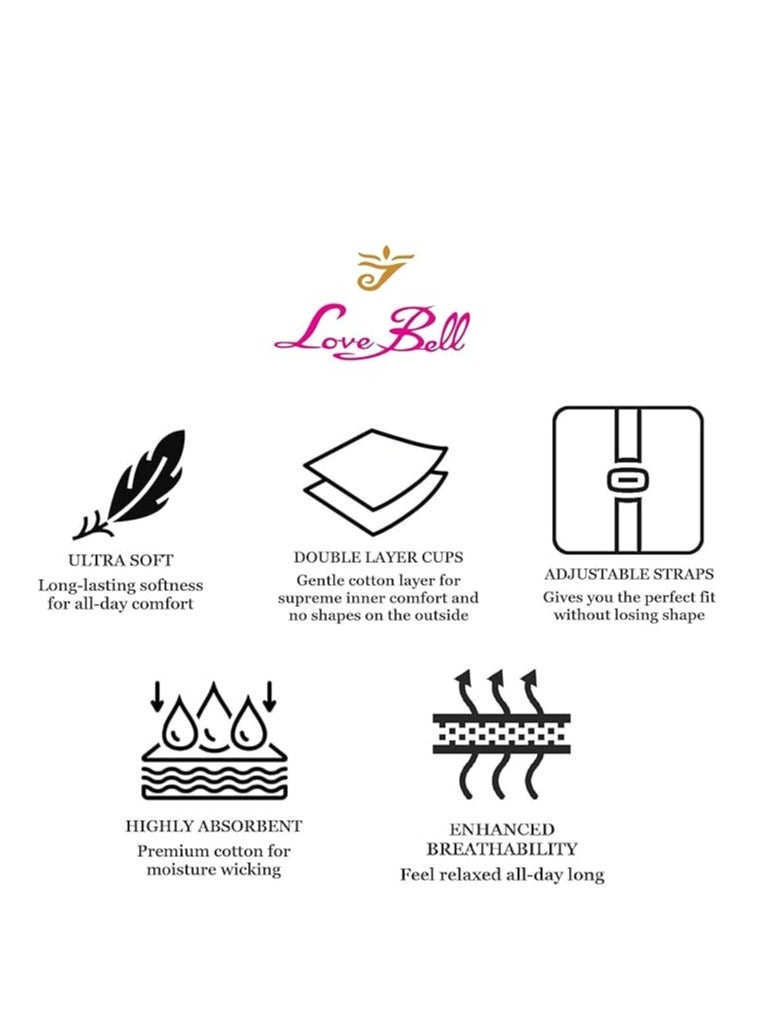 Love Bell صدرية حب بيل النسائية اليومية - مزدوجة الطبقة، تغطية عالية، صدرية مريحة طوال اليوم (ماروني) - Image 4