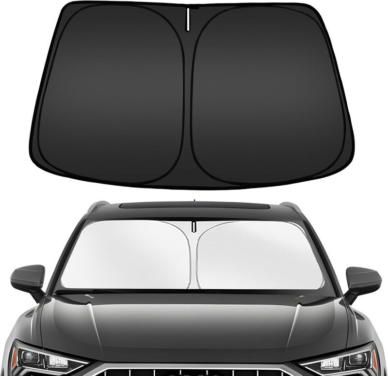 ARISMOTOR واقي شمسي للزجاج الأمامي من لسيارة Audi Q3 2019-2025، واقي شمسي أمامي قابل للطي ومصمم خصيصًا، حاجب شمس واقٍ، يحجب الأشعة فوق البنفسجية ويحافظ على برودة سيارتك - Image 1