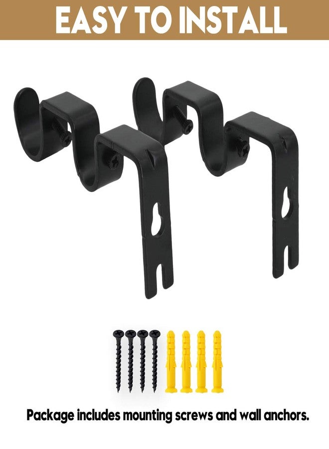 AddGrace 6 PCS Double Curtain Rod Bracket Heavy Duty Vintage Curtain Rod Holder for 1" and 5/8" Rod (6 pcs Black) - Image 4