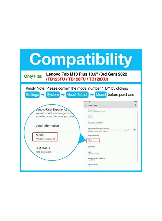 Procases ProCase for Lenovo Tab M10 Plus Case 10.6 Inch 2022 3rd Gen, Slim Stand Hard Back Shell Protective Smart Cover Case for Lenovo Tab M10 Plus 10.6" 2022 Release -Black - Image 3