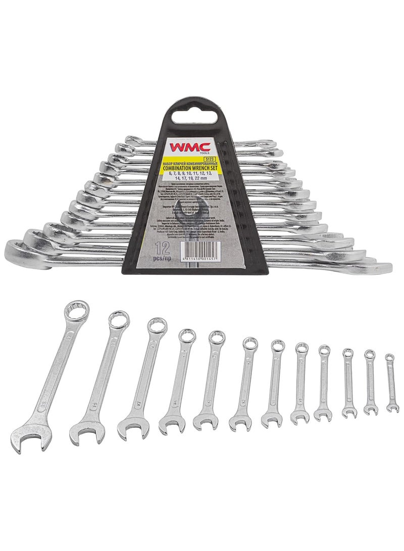 دبليو إم سي توولز مجموعة مفاتيح ربط مركبة من  – 12 قطعة | أدوات يدوية متينة من فولاذ كروم فانديم مفتاح مزدوج مفتوح ومغلق للمنزل، الكراج، صيانة السيارات، الميكانيكيين والأعمال اليدوية - Image 1