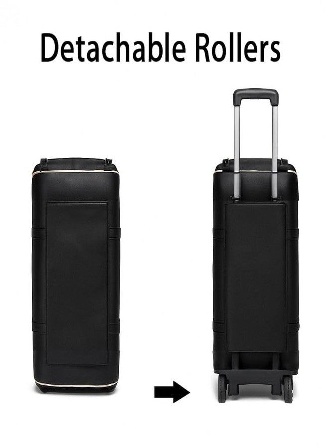 FUOCO Convertible Garment Duffel Bag with Wheels | Large PU Leather Carry-On Trolley Bag for Men & Women | 2-in-1 Hanging Suit Travel Bag | Ideal for Business Trips & Weddings | 1-Year Warranty - Image 2