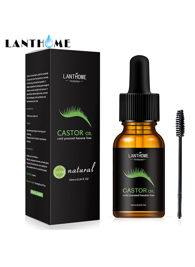 Lanthome - Castor Oil, 100% Organic Pure, Eyelashes Serum, Eyebrows And Hair Growth, Hexane Free, For Hair Skin And Nails, Set With Applicator Stick And Brush - Image 1