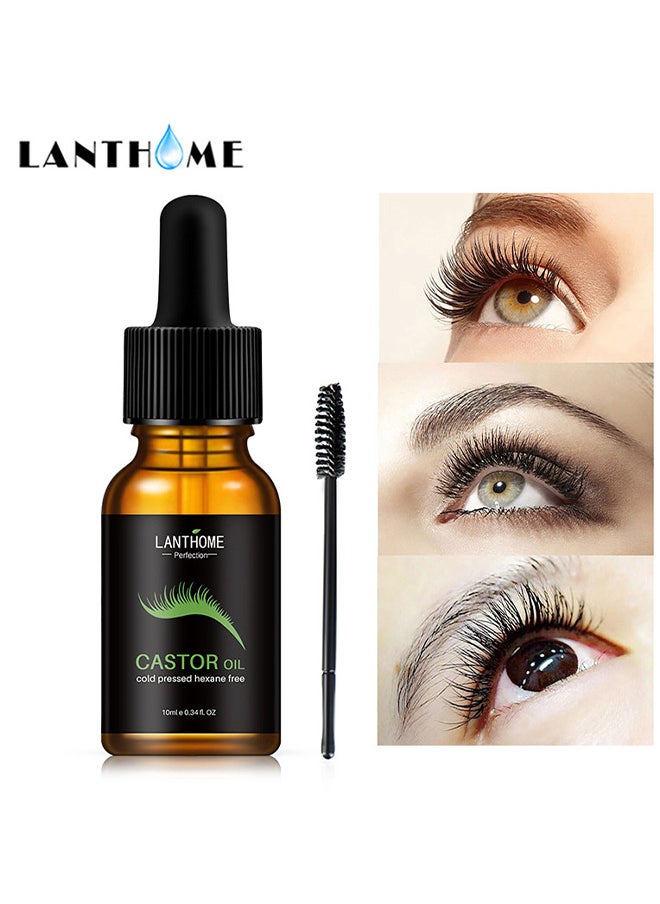 Lanthome - Castor Oil, 100% Organic Pure, Eyelashes Serum, Eyebrows And Hair Growth, Hexane Free, For Hair Skin And Nails, Set With Applicator Stick And Brush - Image 1