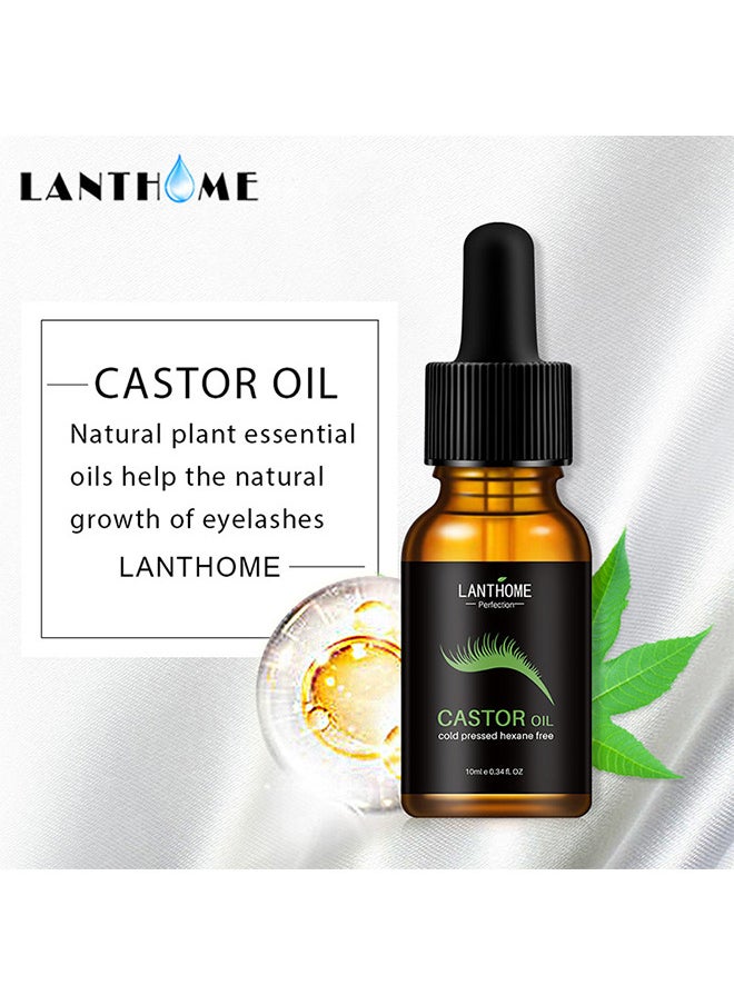 Lanthome - Castor Oil, 100% Organic Pure, Eyelashes Serum, Eyebrows And Hair Growth, Hexane Free, For Hair Skin And Nails, Set With Applicator Stick And Brush - Image 1