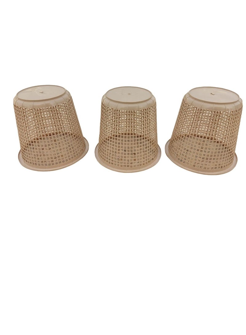 3 Pieces Of Wheat Color Small Size 25*22*15 cm Plastic Wastebasket Trash Bin for Offices And Rooms 10 liters  - Image 1