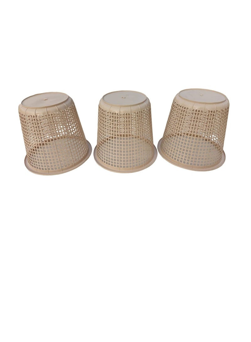 3 Pieces Of Wheat Color Small Size 25*22*15 cm Plastic Wastebasket Trash Bin for Offices And Rooms 10 liters  - Image 3