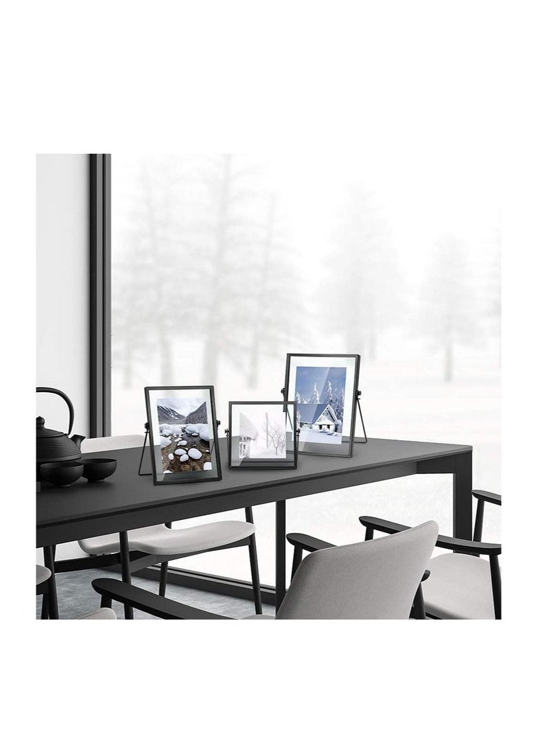 Captaintech Set of 3 Glass Picture Frame, Collection Simple Metal Floating Frame with Glass Cover Includes 4x4, 4x 6, 5x7 - Image 4
