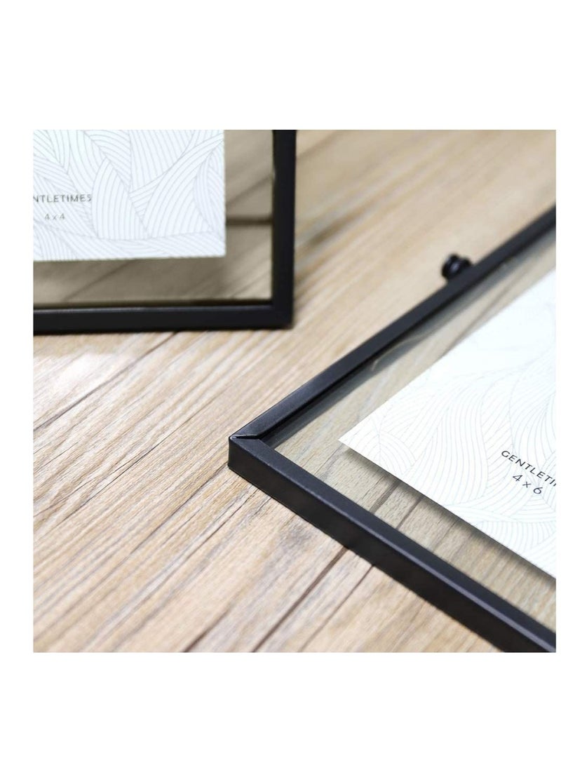 Captaintech Set of 3 Glass Picture Frame, Collection Simple Metal Floating Frame with Glass Cover Includes 4x4, 4x 6, 5x7 - Image 5