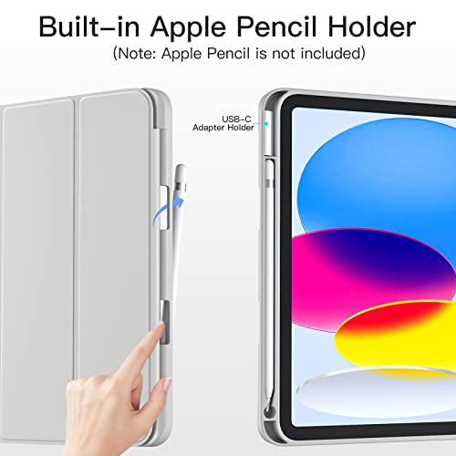 Dirrelo Compatible with iPad (A16) 11th Generation Case 11 Inch 2025 New, for iPad 10th Generation Case 10.9 Inch 2022, Trifold Stand Protective Cover with Pencil Holder, Auto Sleep/Wake, Light Gray - Image 3