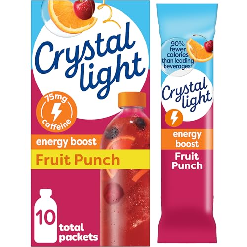 Crystal Light Energy Boost Fruit Punch Drink Mix, 10 ct On-the-Go Packets - Image 1
