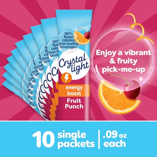 Crystal Light Energy Boost Fruit Punch Drink Mix, 10 ct On-the-Go Packets - Image 3