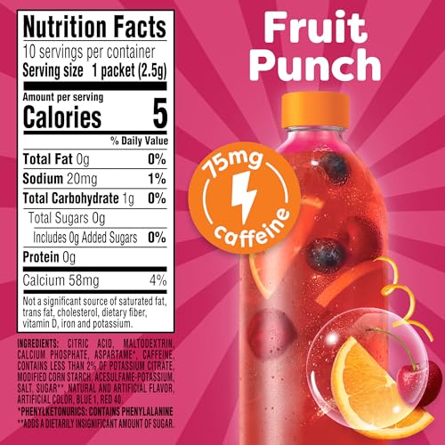 Crystal Light Energy Boost Fruit Punch Drink Mix, 10 ct On-the-Go Packets - Image 2