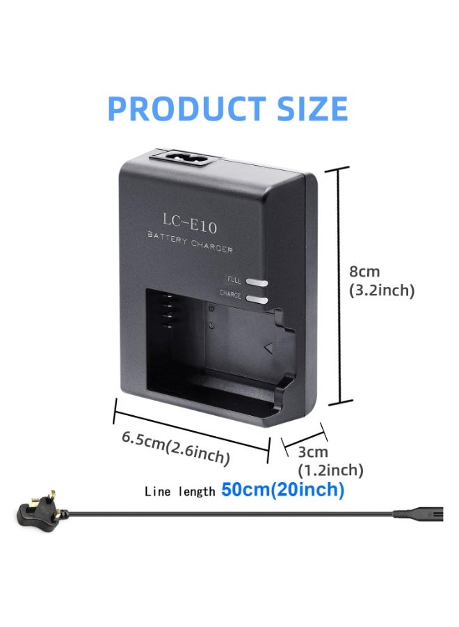 LC-E10/LP-E10 Battery Charger LC-E10C LC-E10 LC-E10E Charger Compatible with Canon EOS Rebel T7,T6,T5,T3,T100,EOS 4000D,3000D,2000D,1500D, 1300D,1200D,1100D,Kiss X50,X70,X80,X90  - Image 3