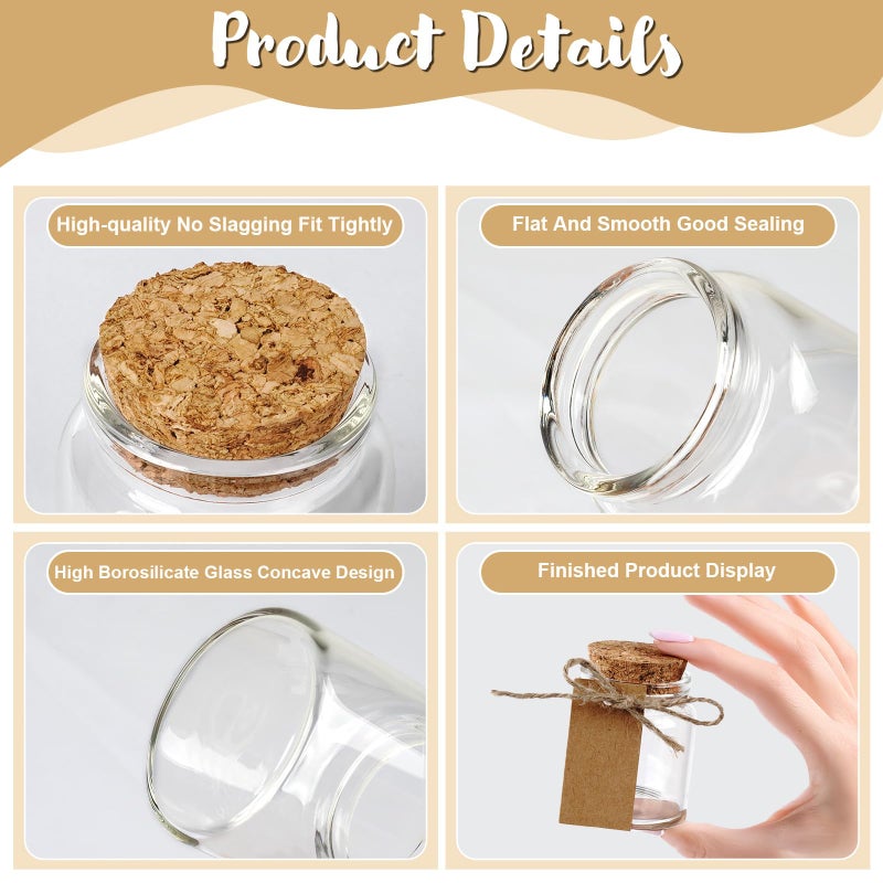 OurWarm 12 Pack Mini Jars with Lids, 1.7OZ Small Glass Bottles with Cork Tag Label and Twine, Versatile Small Glass Jars for Candy Potion Spice DIY Crafts Gift Birthday Wedding Party Decorations - Image 5