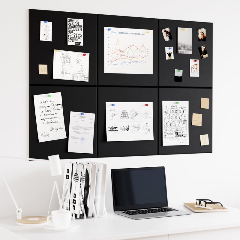 Neatsure Large Cork Board for Wall, Black Felt Bulletin Board with Pushpins, 36" x 24" 6 Panels Wall Tiles, Tack Push Pin Boards for Office - Image 2