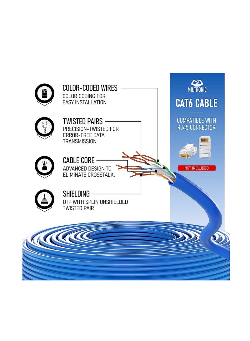 Ntech NTECH Cat 6 Ethernet Bulk Cable Bundle 305 Meter 1000FT (Cat6 Cable,) Ethernet Computer UTP LAN Network Internet Cord,Color (Blue)  - Image 3
