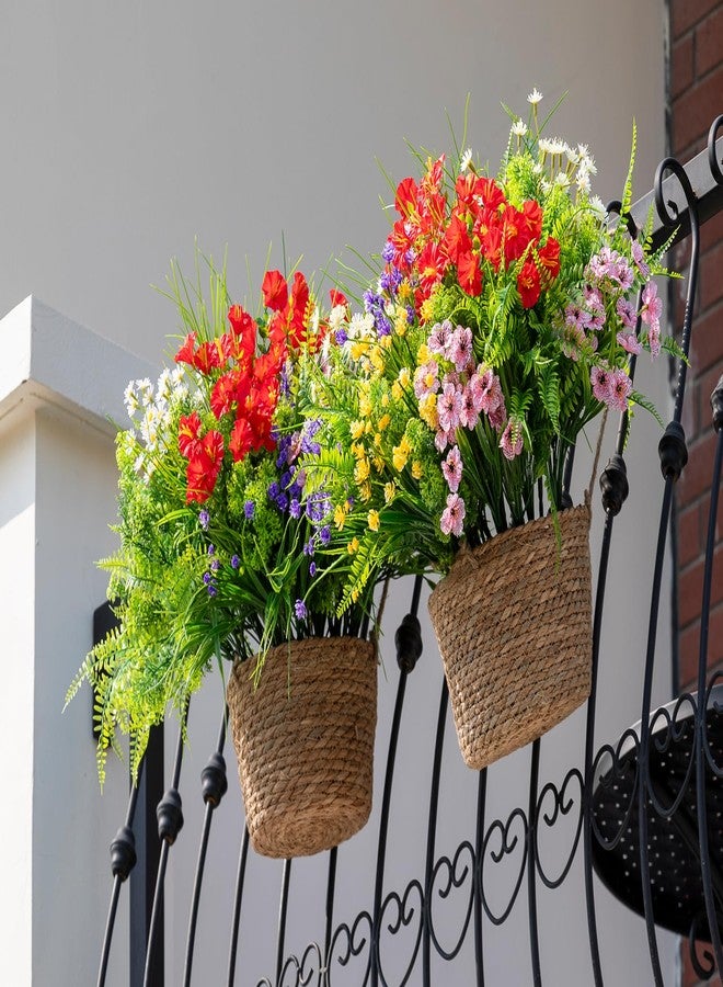 Green Moon 23 Bundles Artificial Plants Outdoor with Colorful Flower, Greenery Shrubs Realistic UV Resistant for Outside Home Planter Porch Patio Yard Decor - Image 3