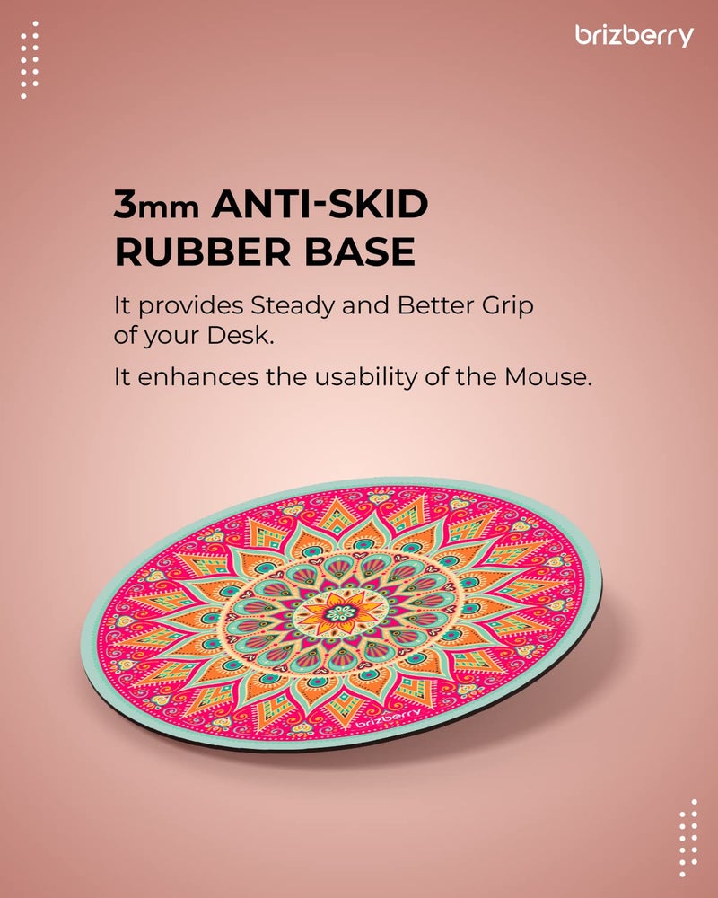 ARTBRIZ® Brizberry® Mouse Pad, Round Large Premium for Desktop Laptop PC Office Gaming Professional 240 X 240 X 3 mm [20% Larger] (8R - Pack of 1) - Image 4