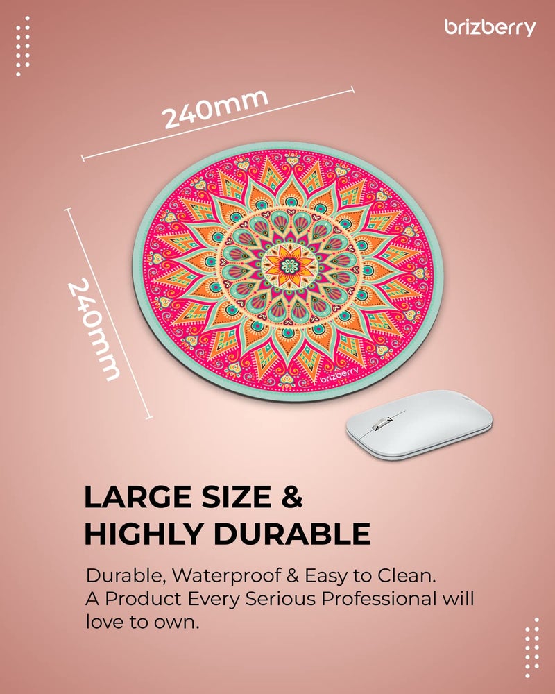 ARTBRIZ® Brizberry® Mouse Pad, Round Large Premium for Desktop Laptop PC Office Gaming Professional 240 X 240 X 3 mm [20% Larger] (8R - Pack of 1) - Image 5