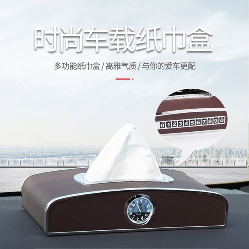 Car Tissue Box Paper Box Creative Multi-Functional Time Holder Hanging Tissue Box Instrument Panel Parking Truck - Image 2