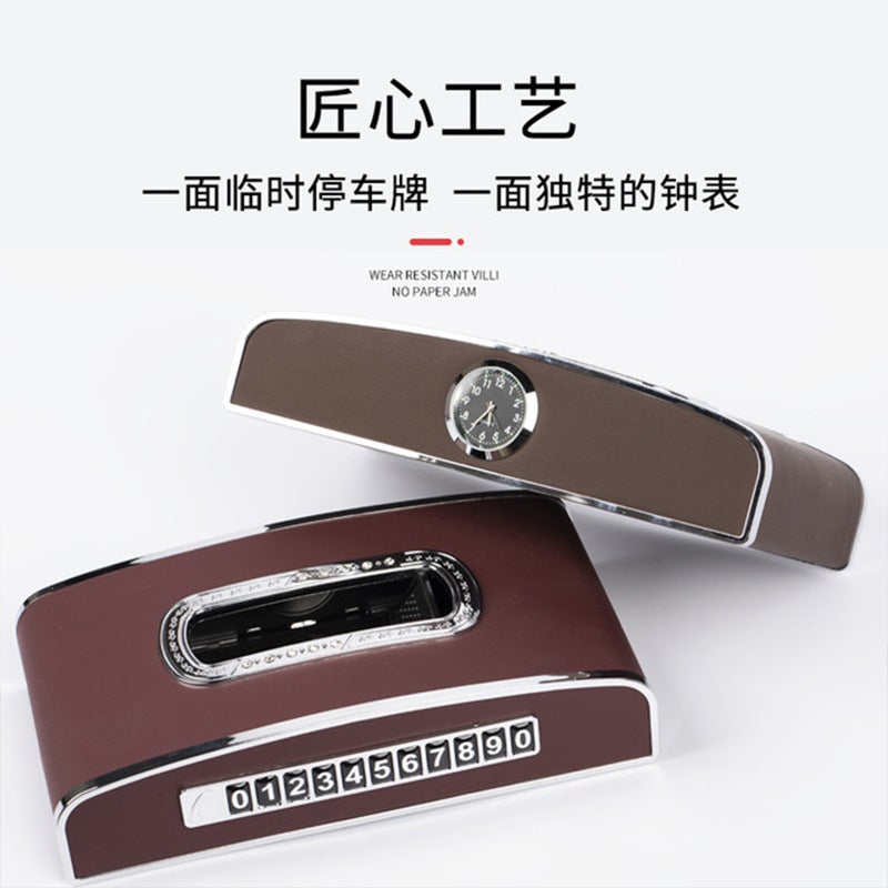 Car Tissue Box Paper Box Creative Multi-Functional Time Holder Hanging Tissue Box Instrument Panel Parking Truck - Image 5