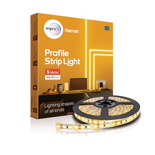 wipro Plastic Garnet 5 Meter Profile Strip with 264 LED/Mtr, Warm White (Pack of 1) - Image 1