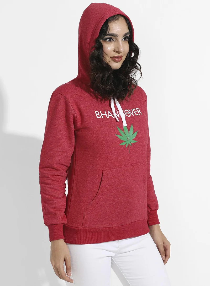 Campus Sutra Bhangover Hoodie With Ribbed Hem