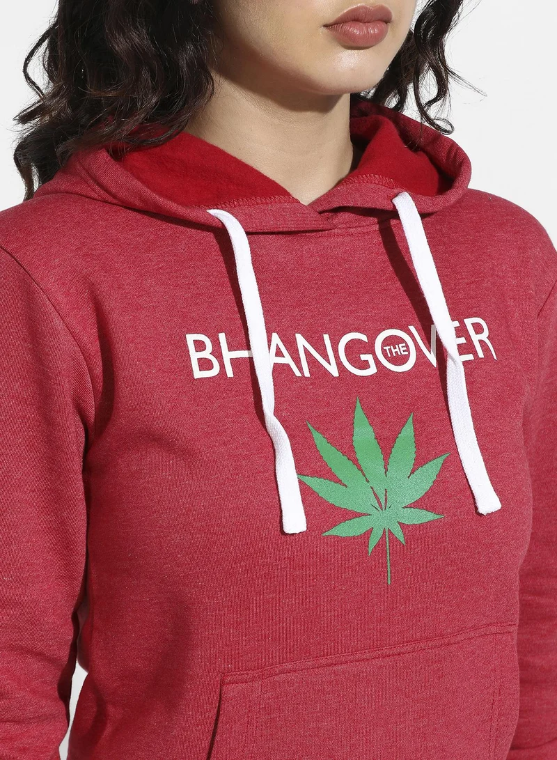 Campus Sutra Bhangover Hoodie With Ribbed Hem