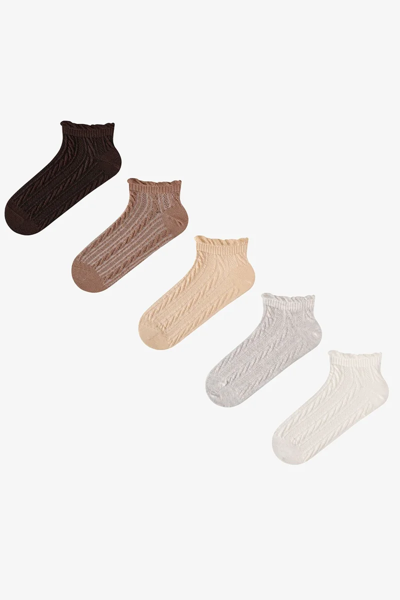 بنتي PENTI Jacquard Ruffled Pair Ankle Socks