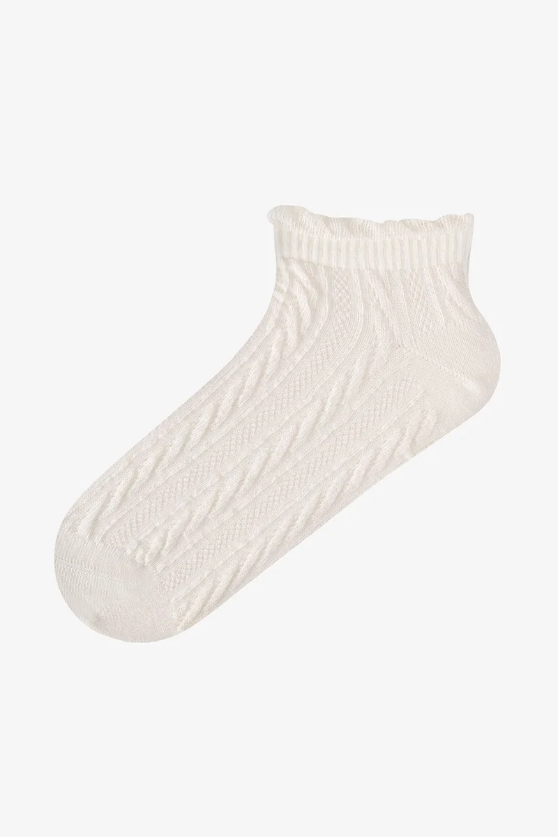 بنتي PENTI Jacquard Ruffled Pair Ankle Socks