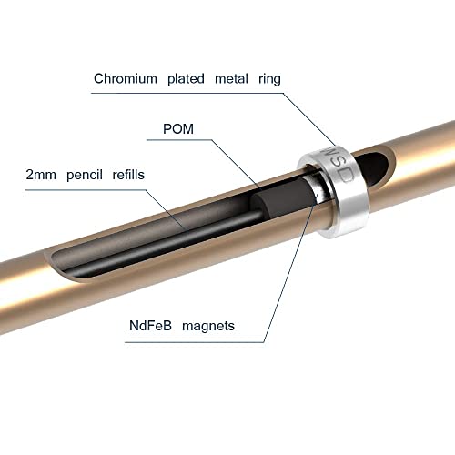 WSD Mechanical Pencil,Drawing Pencils,Sketch Pencils,Magnetic Control Pencil,Pencil Refills Diameter2.0mm, 2B Gold - Image 3