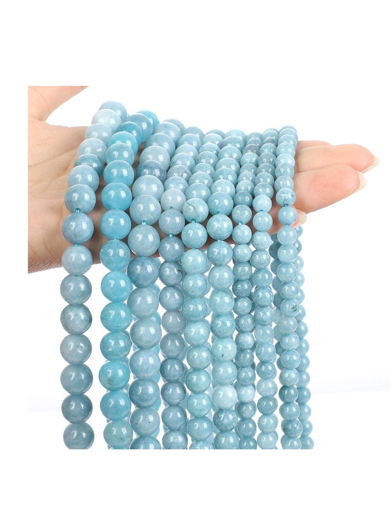 SYOSI Blue Chalcedony Jades Natural Stone Beads Round Smooth Genuine for Jewelry Making, Necklace Bracelet, Gift, Women, Energy Stone Healing Power, Excellent Polishing, Enjoy Diy Fun - Image 4