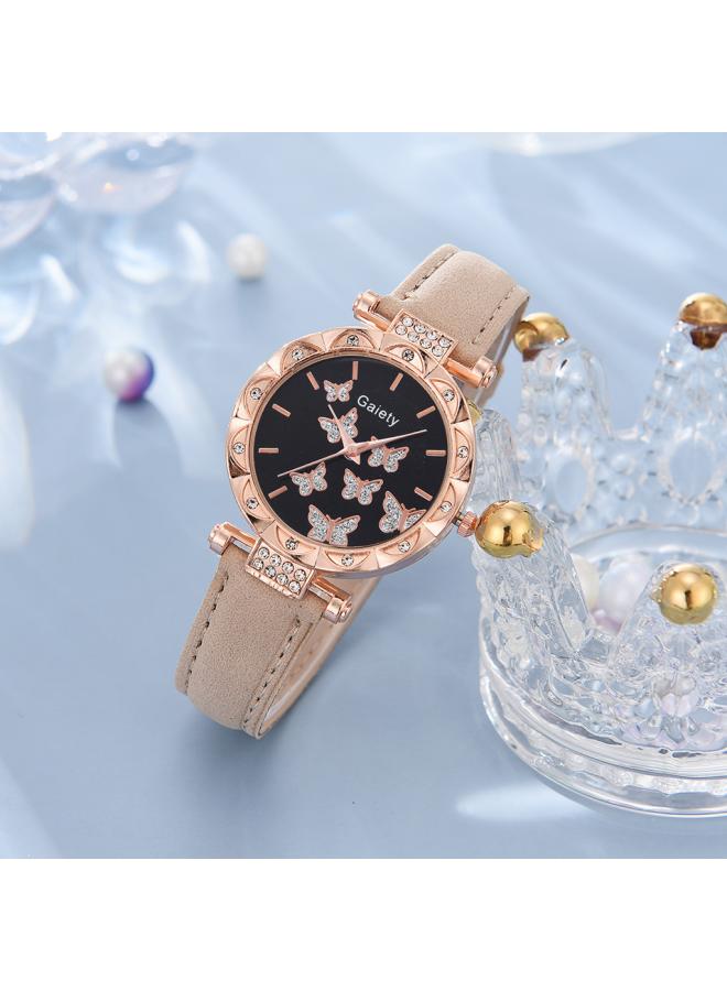 New Tiktok Popular Women's Watch Fashion Personality Simple Watch Butterfly Digital Belt Watch Set 