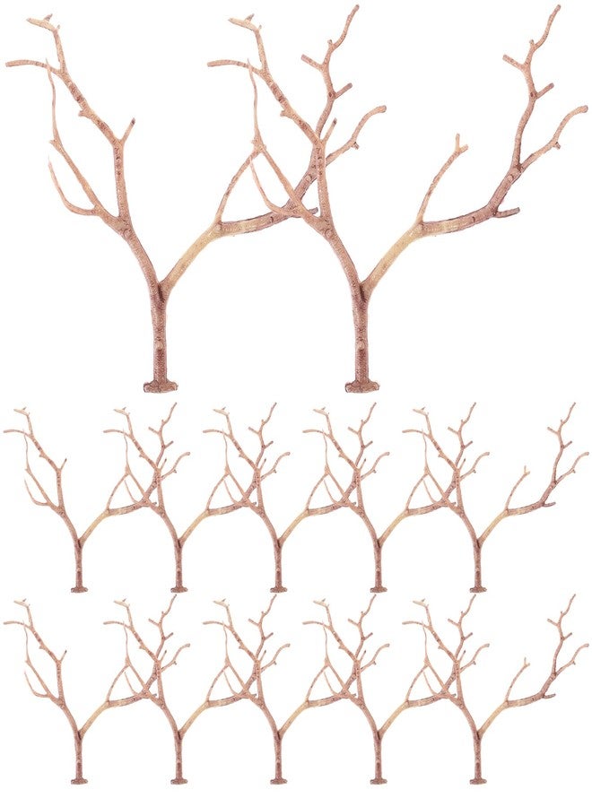 HOMSFOU 12pcs Artificial Antler Shaped Tree Branches Light Brown Plastic Twigs for DIY Crafts Floral Arrangements Headband Decorations Wedding Decor - Image 1