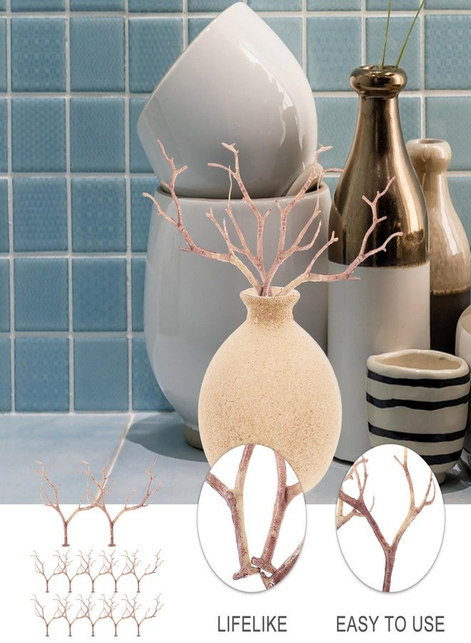 HOMSFOU 12pcs Artificial Antler Shaped Tree Branches Light Brown Plastic Twigs for DIY Crafts Floral Arrangements Headband Decorations Wedding Decor - Image 2